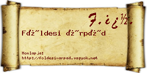 Földesi Árpád névjegykártya